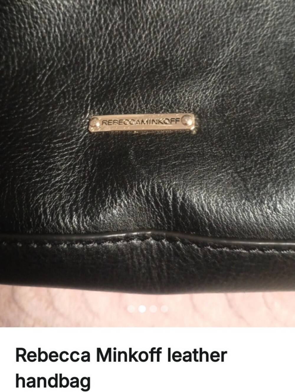 Rebecca Minkoff Black Leather Shoulder Bag with Gold Logo Plate